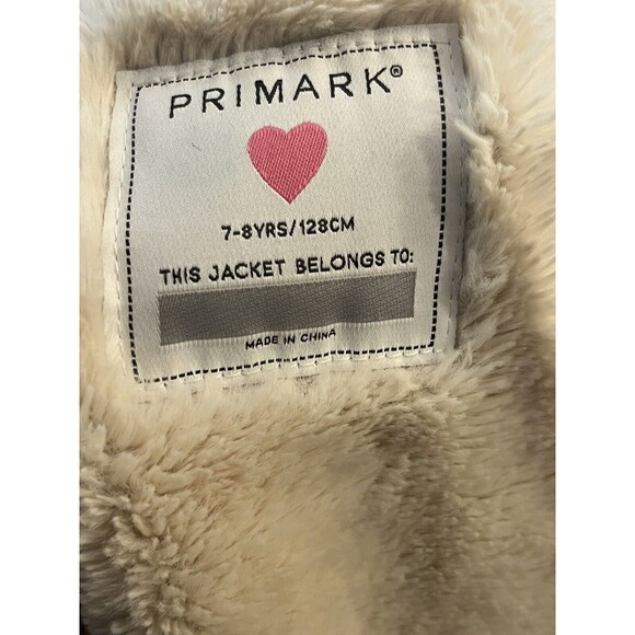 Primark Size 7-8 Girls Faux Fur Jacket Brown and Black Herringbone Style… - Picture 3 of 4